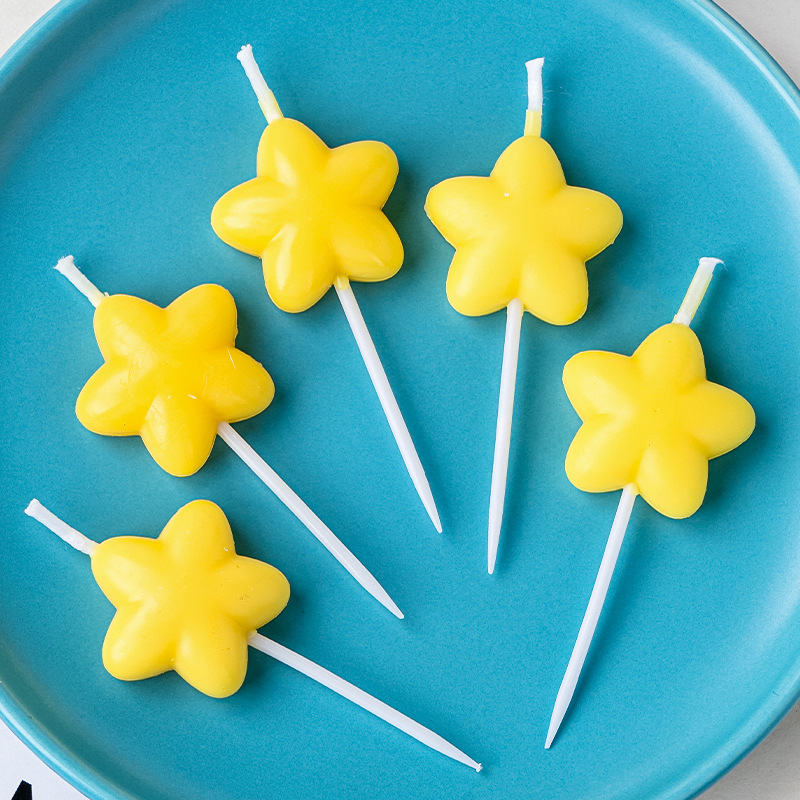 Paraffin Wax - Yellow Five-pointed Star Candle Cake Decoration