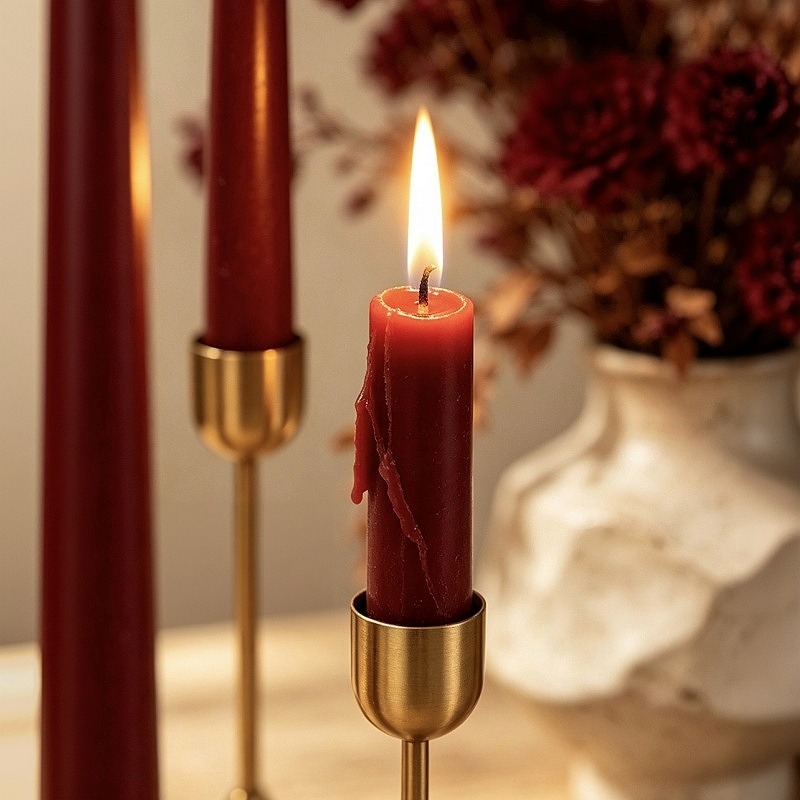 Burgundy Taper Candles, Long S - Silk Candle 评论和价格