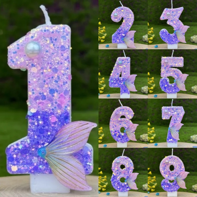Glitter Purple Gradient Mermai - Silk Candle 评论和价格