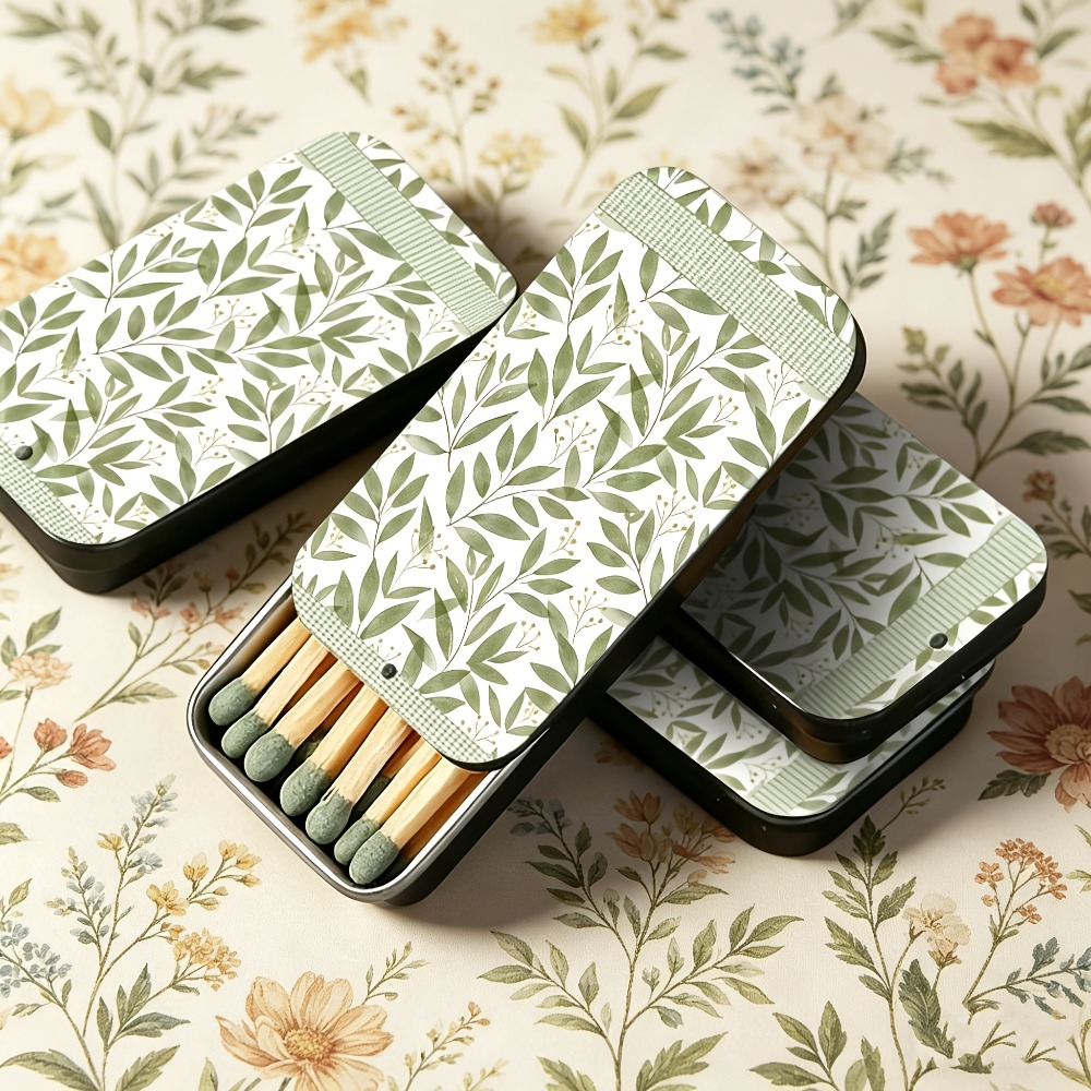 Green Leaf Pattern Tin Matchbo - Candle Lighter 评论和价格