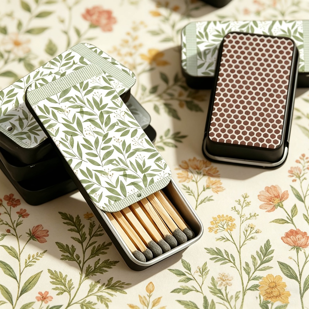 Green Leaf Pattern Tin Matchbo - Candle Lighter 评论和价格