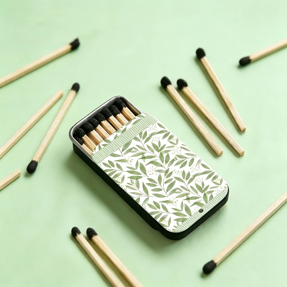 Green Leaf Pattern Tin Matchbo - Candle Lighter 评论和价格