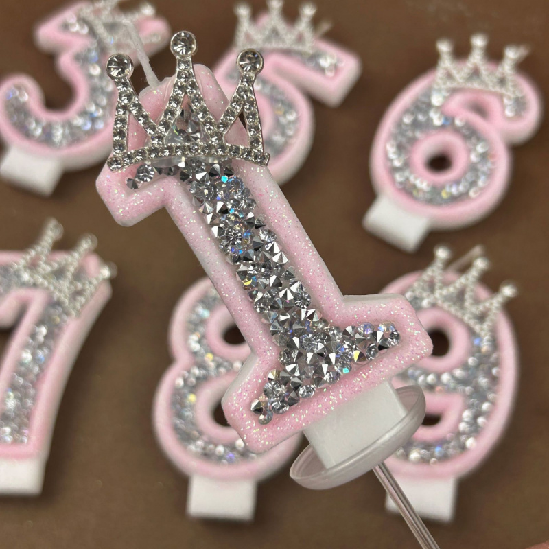 Digital Candles 0-9 Pink Silve - Silk Candle 评论和价格