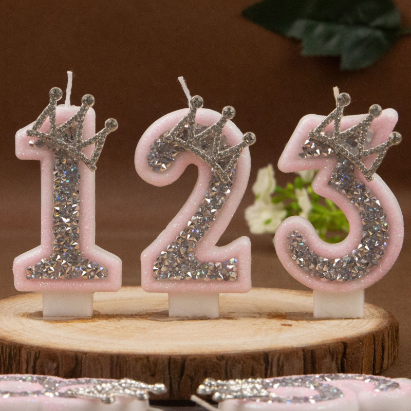 Digital Candles 0-9 Pink Silve - Silk Candle 评论和价格