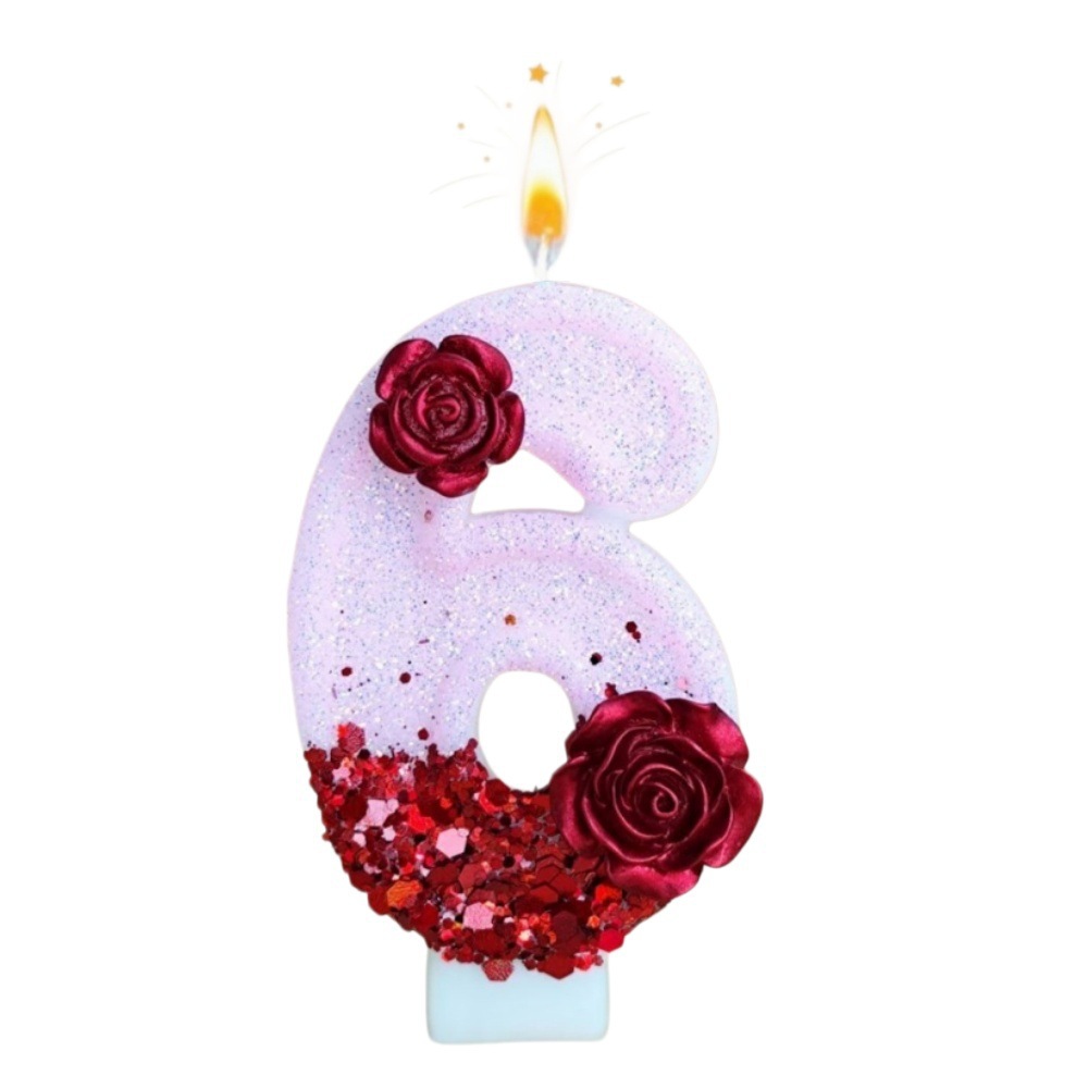 Number Pink Glitter Red Rose F - Silk Candle 评论和价格