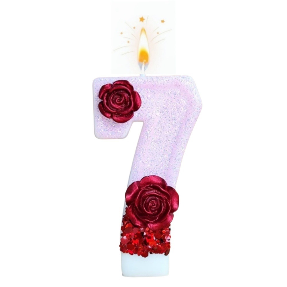 Number Pink Glitter Red Rose F - Silk Candle 评论和价格