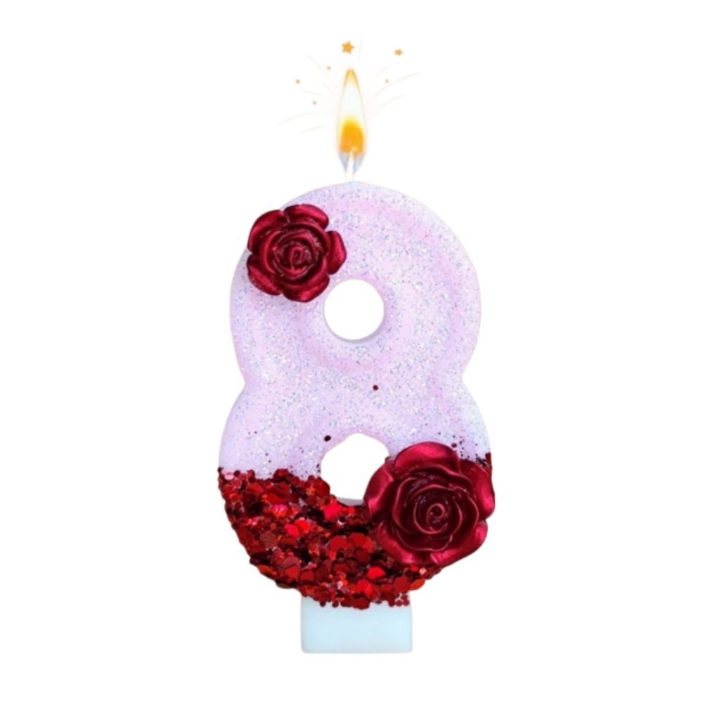 Number Pink Glitter Red Rose F - Silk Candle 评论和价格