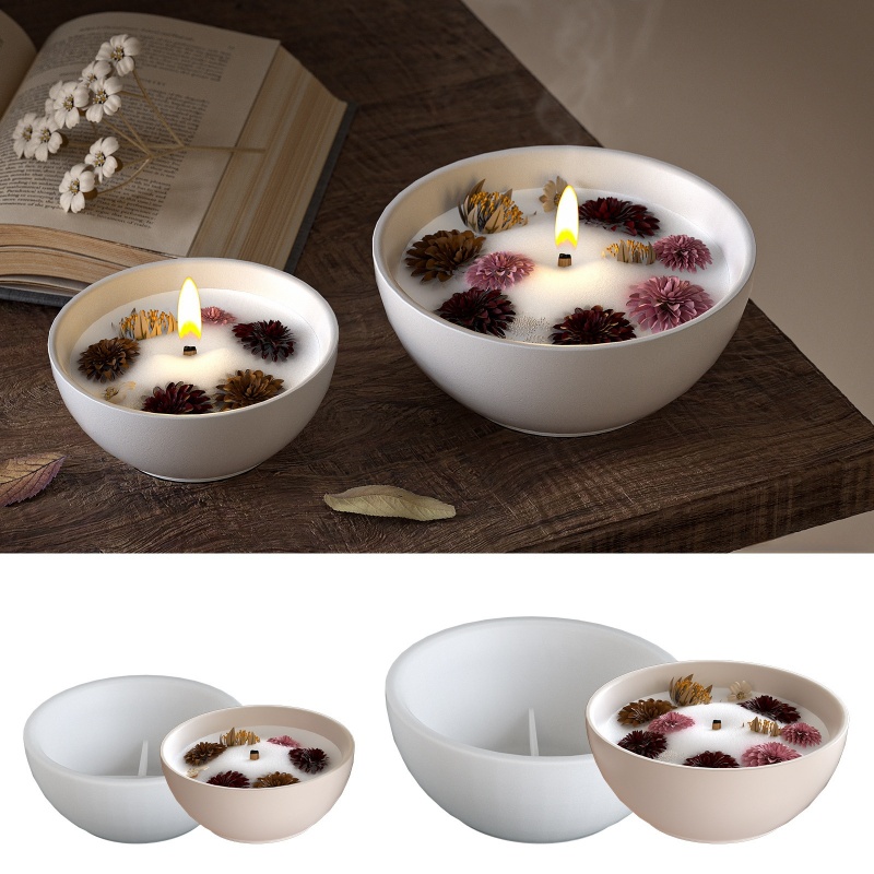 Round Candle Bowl Concrete Sil - Candle Containers 评论和价格