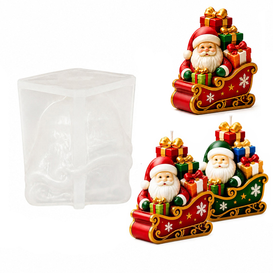 Sled Santa Claus and Gift Box  - Candle Containers 评论和价格