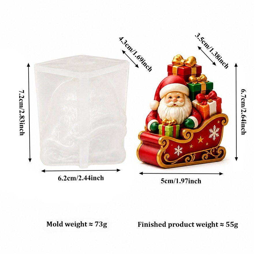 Sled Santa Claus and Gift Box  - Candle Containers 评论和价格